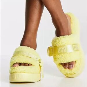 Ugg Fluffita Sherpa Slides In Margarita Yellow. Size 11. NWT.